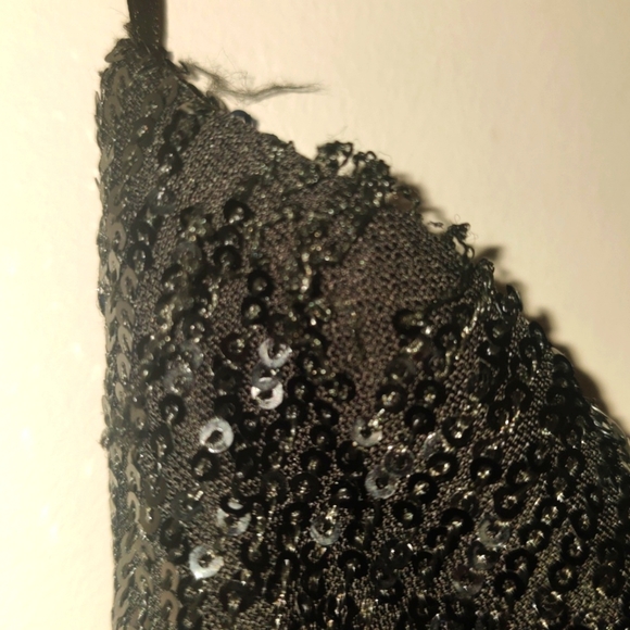 Windsor Sequin Asymmetrical Mini Dress-Black - Picture 5 of 5